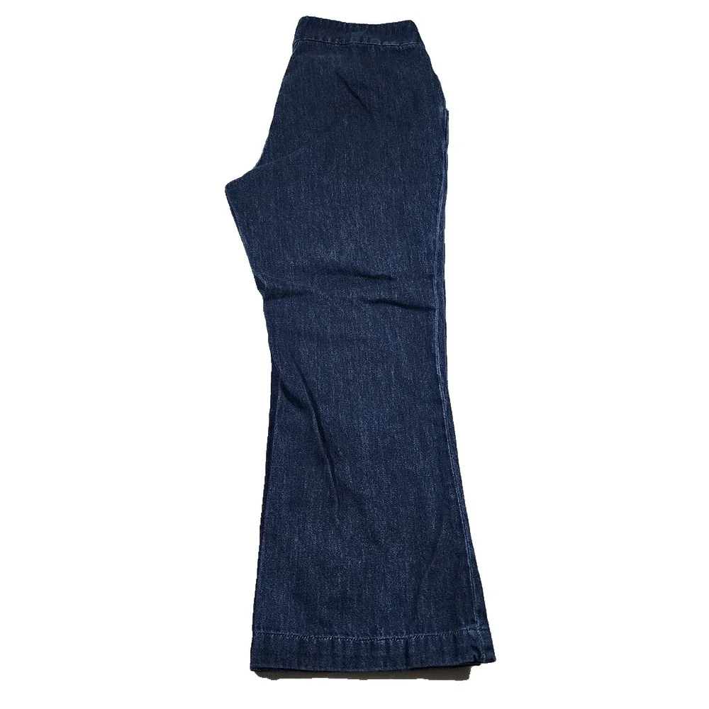 Zara Pants Womens Large Pull On Knit Denim Sweat Baggy Flare Bootcut Y2K